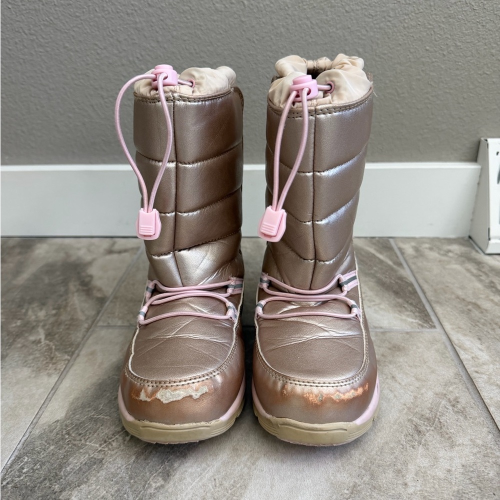 Lands' End Metallic Rose Pink Kids Snow Boots